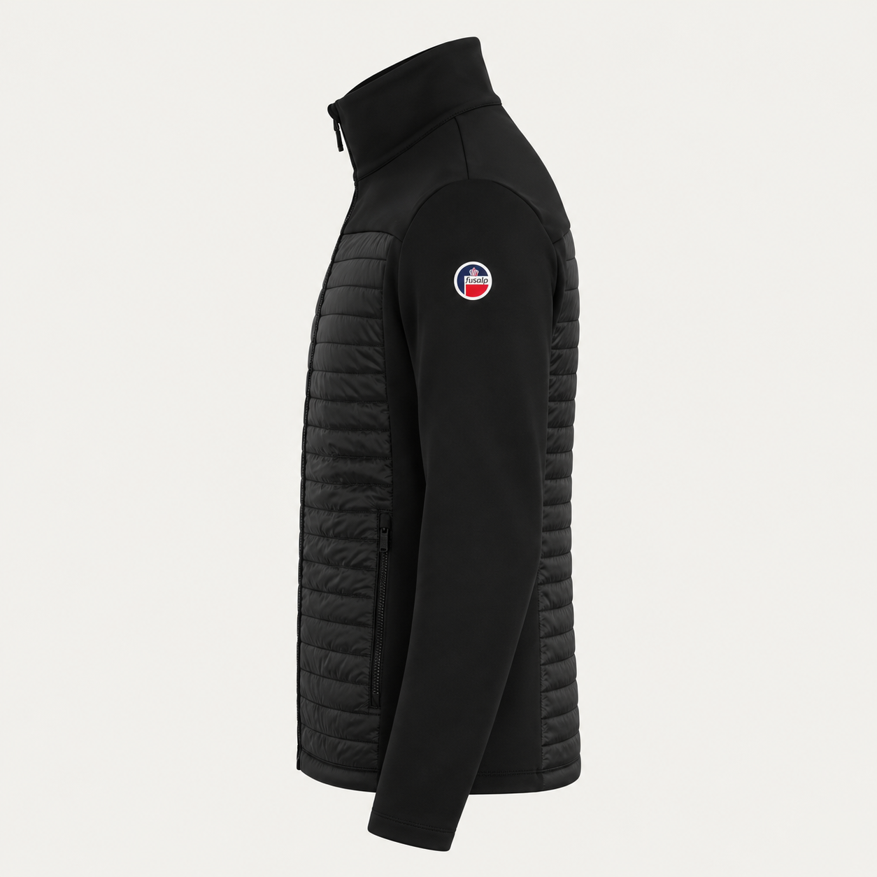 Fusalp men's Aspon II Midlayer in Black, side product view.