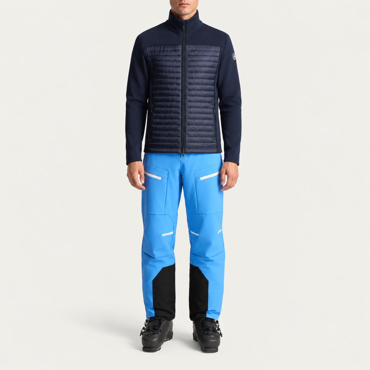 Fusalp men's Aspon II Midlayer in Navy, full outfit on model.