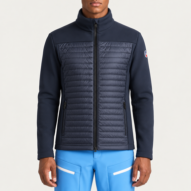 Fusalp men's Aspon II Midlayer in Sea Blue, front view on model.