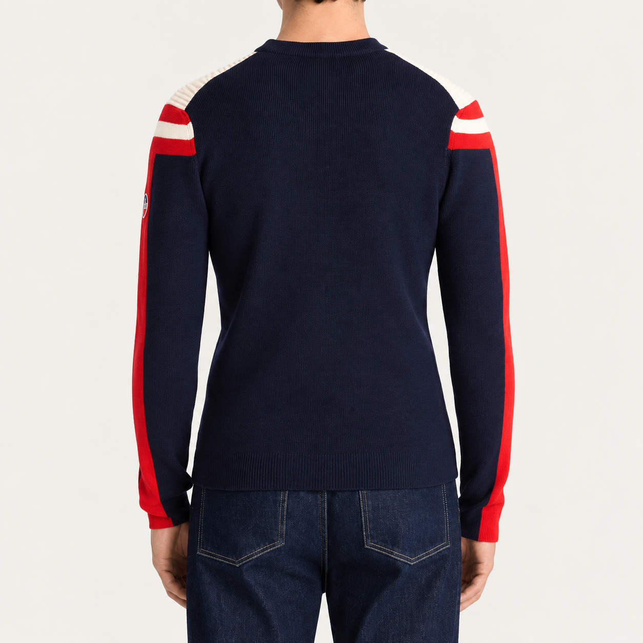 Fusalp men's Astion Sweater in Marin, back view on model.