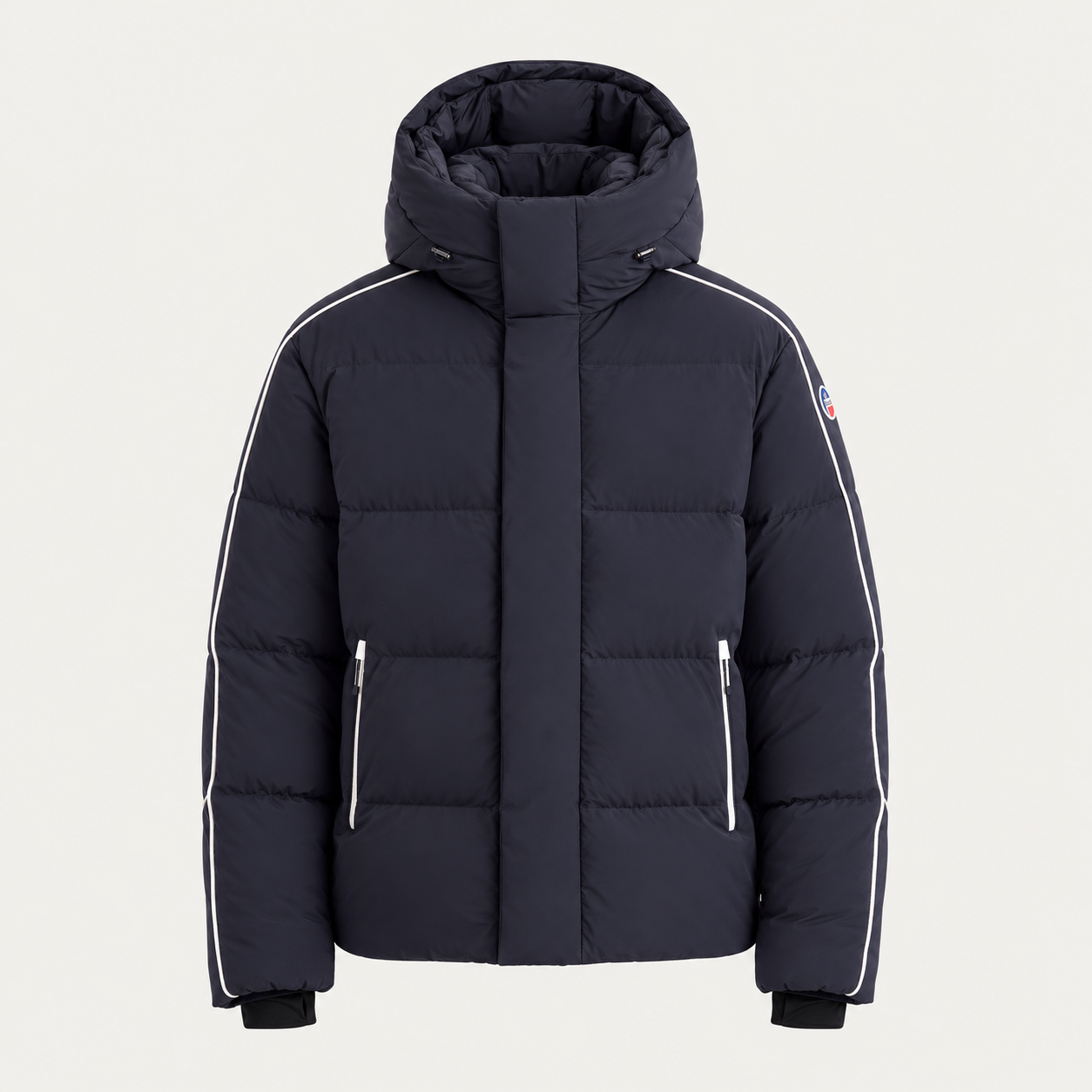 Fusalp men's Atila Graphic Ski Jacket in Navy, front product view.