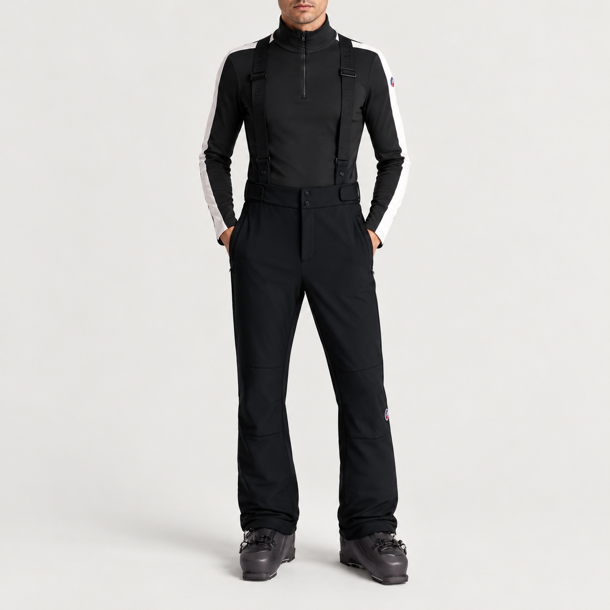 Fusalp men's Franz IV Ski Pants in Black, full outfit on model.