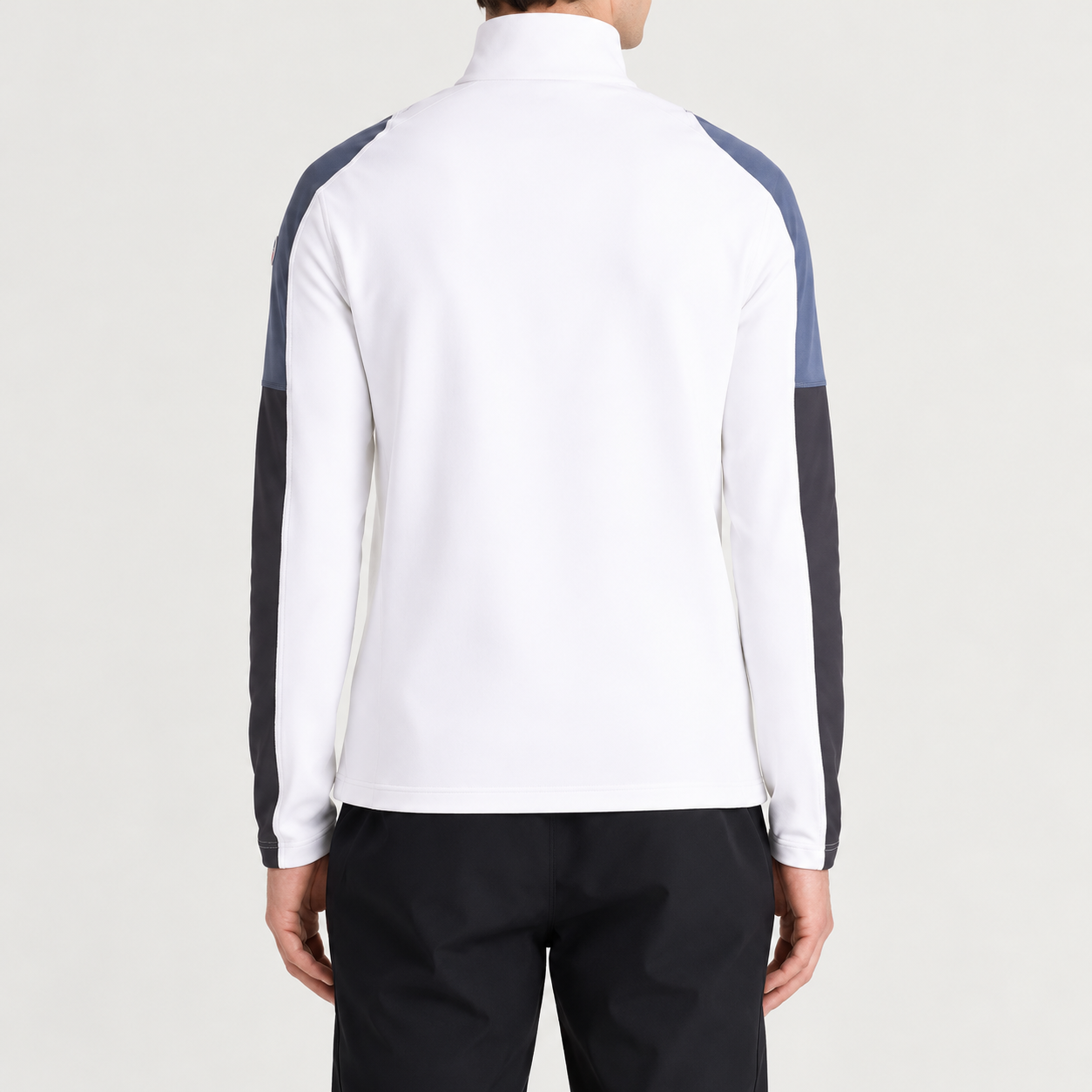 Fusalp men's Pravio Midlayer in White, back view on model.
