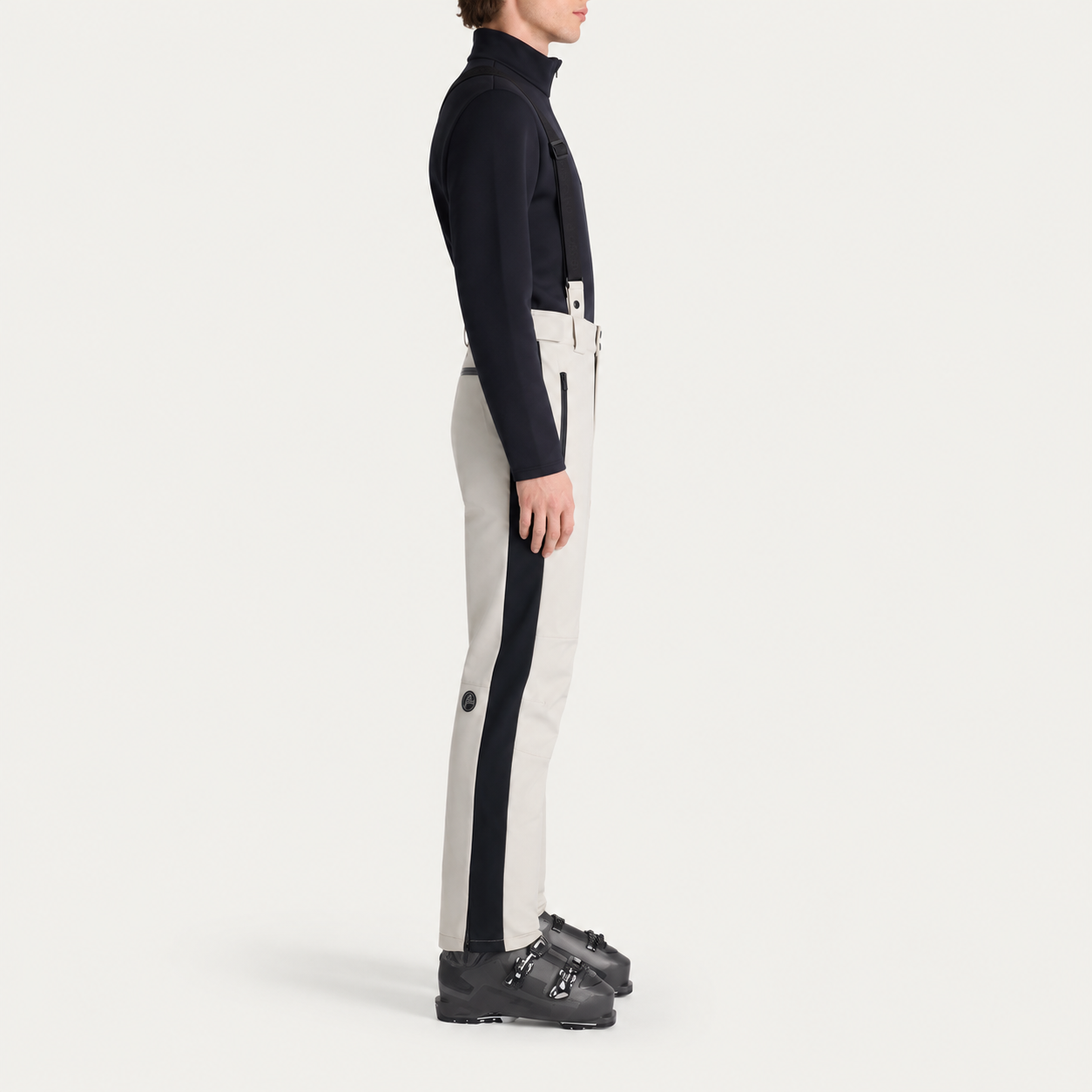 Fusalp men's Ranger Ski Pants in Mastic, side view on model.
