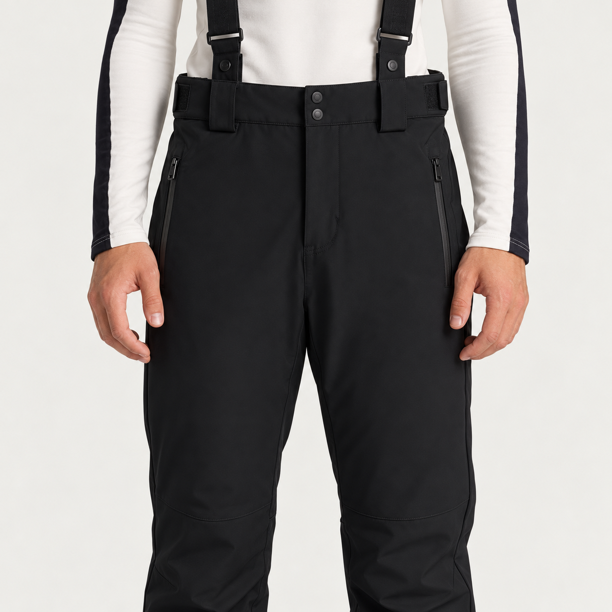 Fusalp men's Ranger Ski Pants in Noir, close-up of waistband and pocket construction.