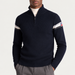 Fusalp men's Wengen IV Sweater in Navy, close-up of fabric and design.