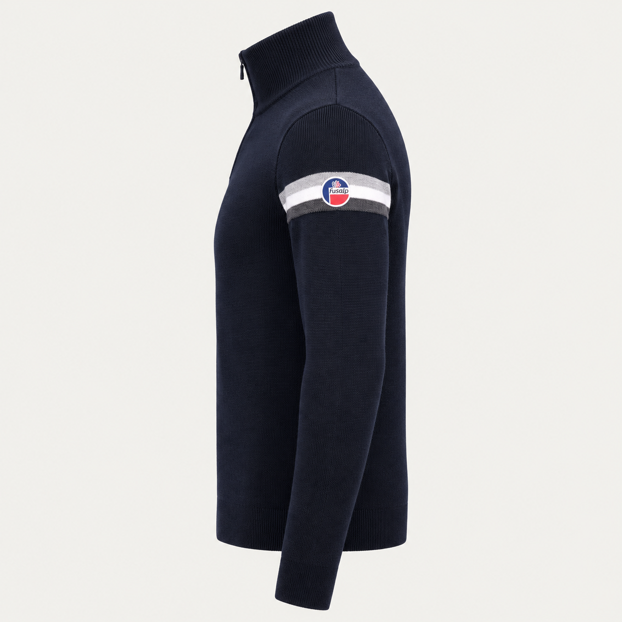 Fusalp men's Wengen IV Sweater in Navy, side product view.