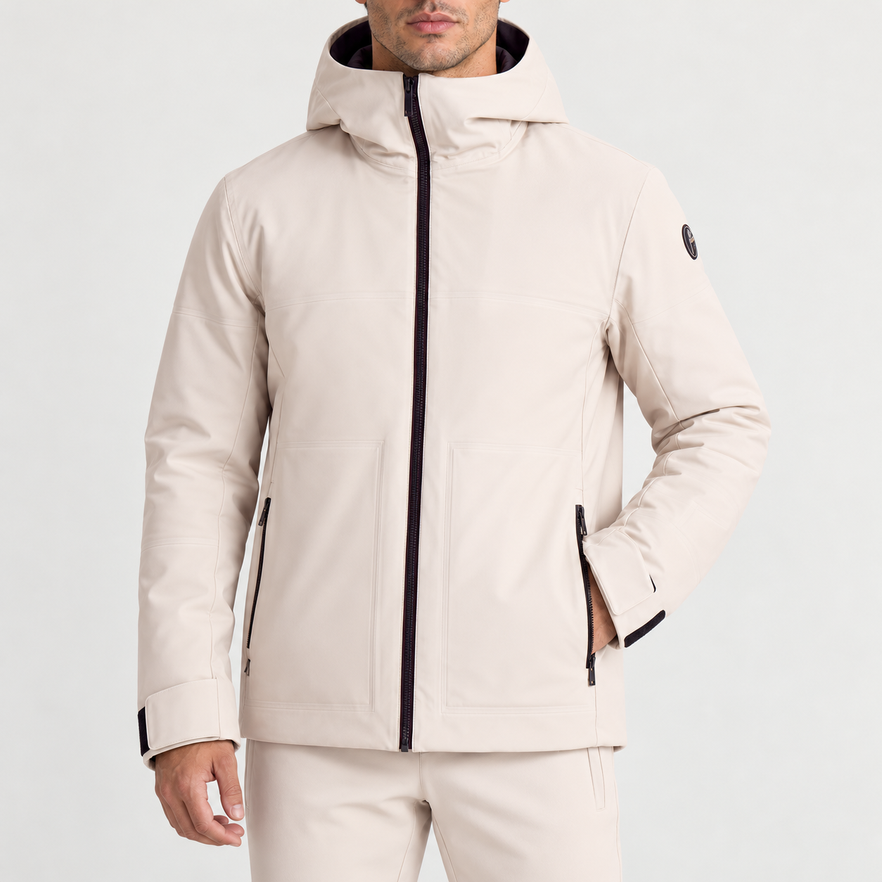 Fusalp men's Yohan Ski Jacket in Mastic, front view on model.