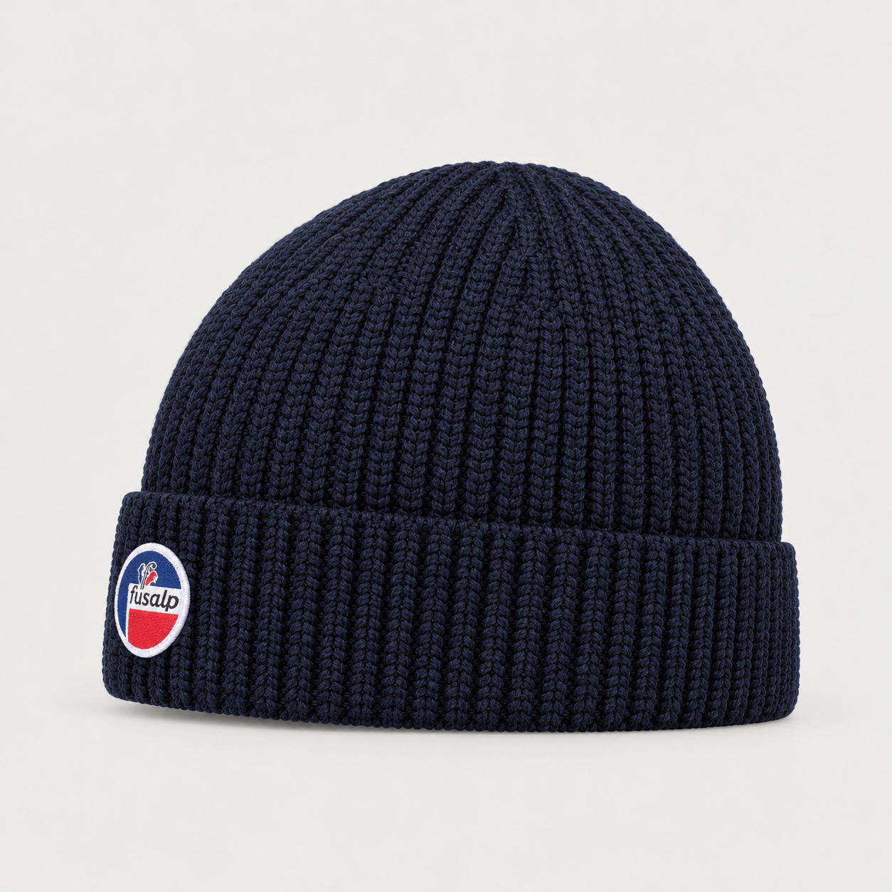 Fusalp unisex Cosmic Beanie in Navy, side product view.