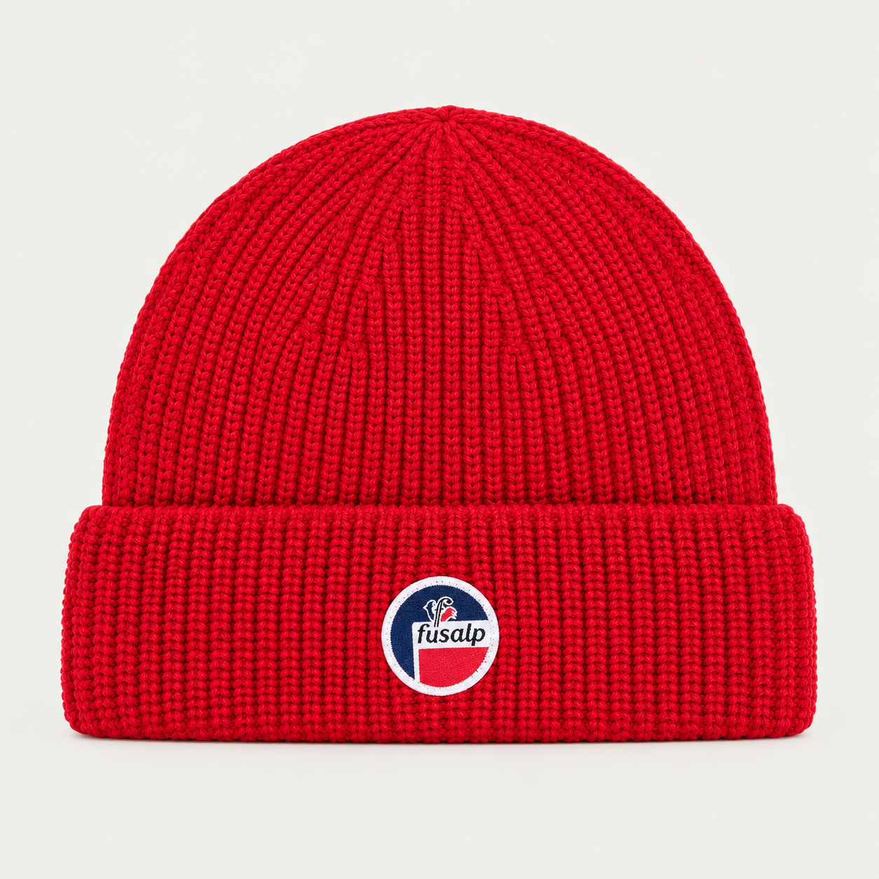 Fusalp unisex Cosmic Beanie in Red, front product view.