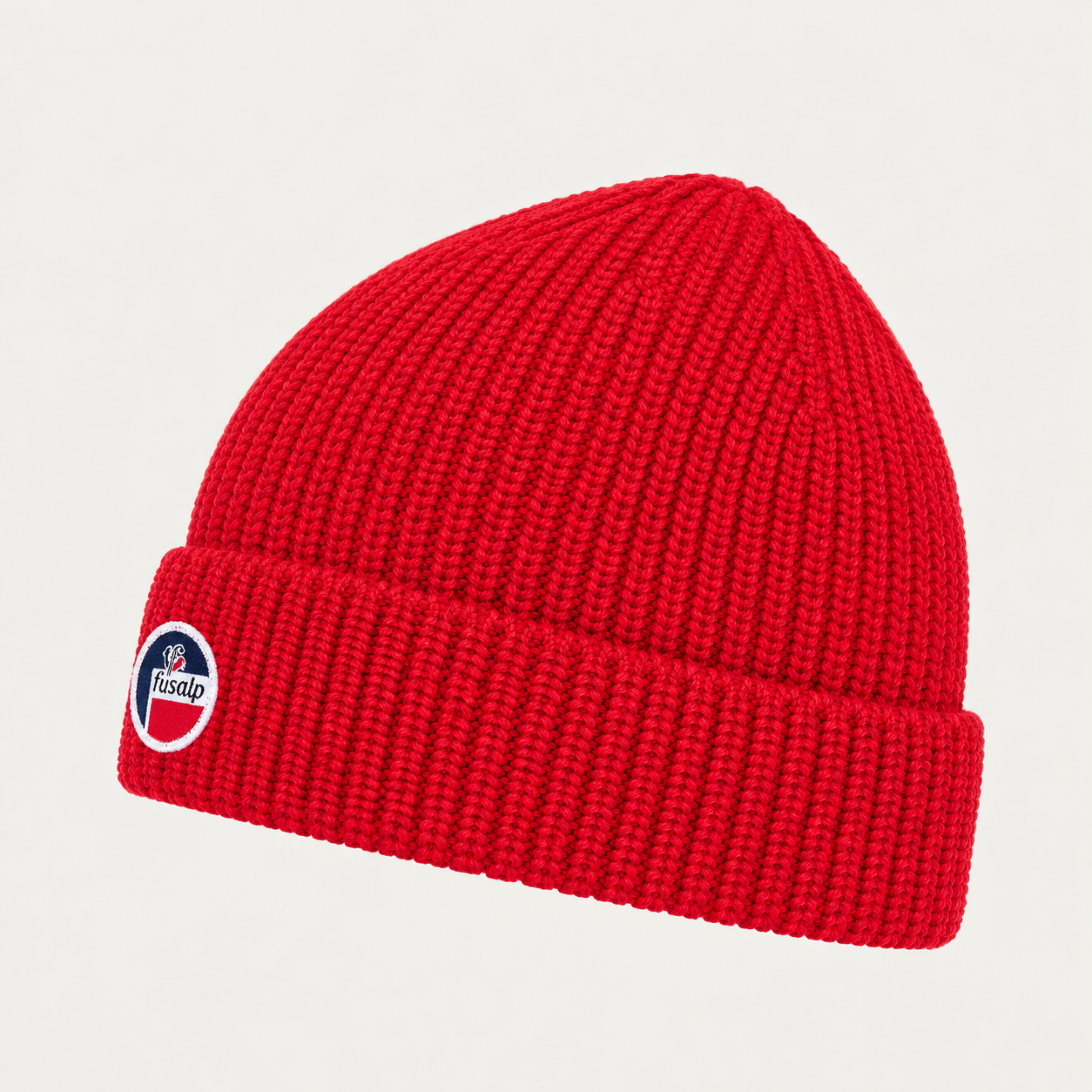 Fusalp unisex Cosmic Beanie in Red, side product view.
