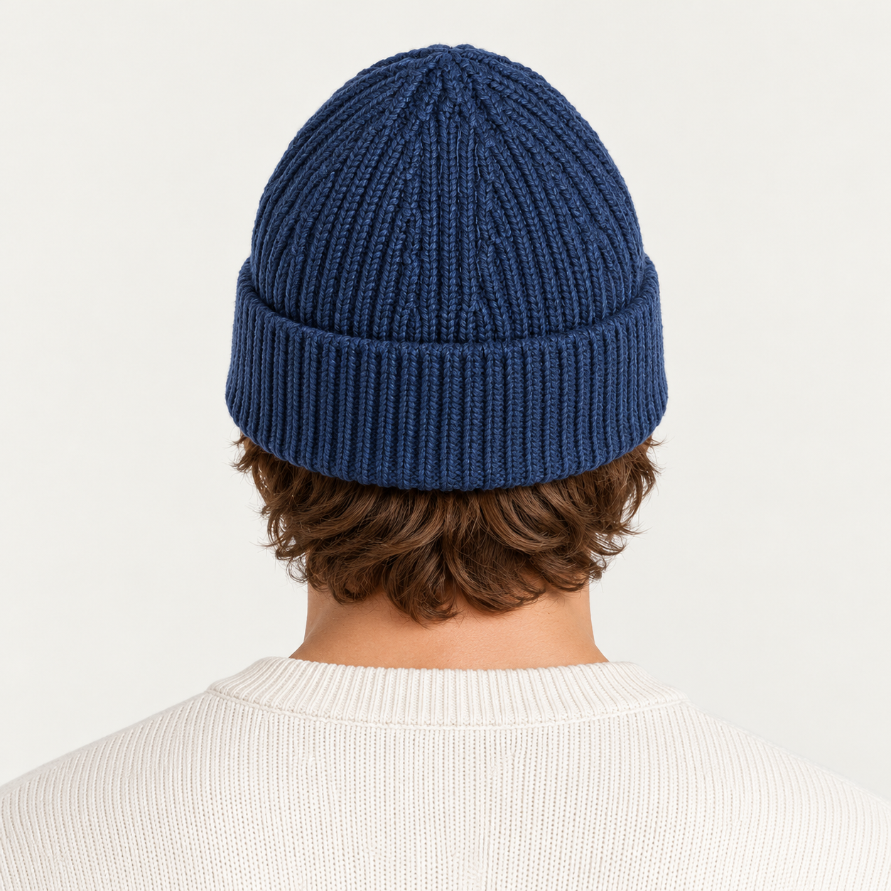 Fusalp unisex Knit II Beanie in Sea Blue, view on male model.