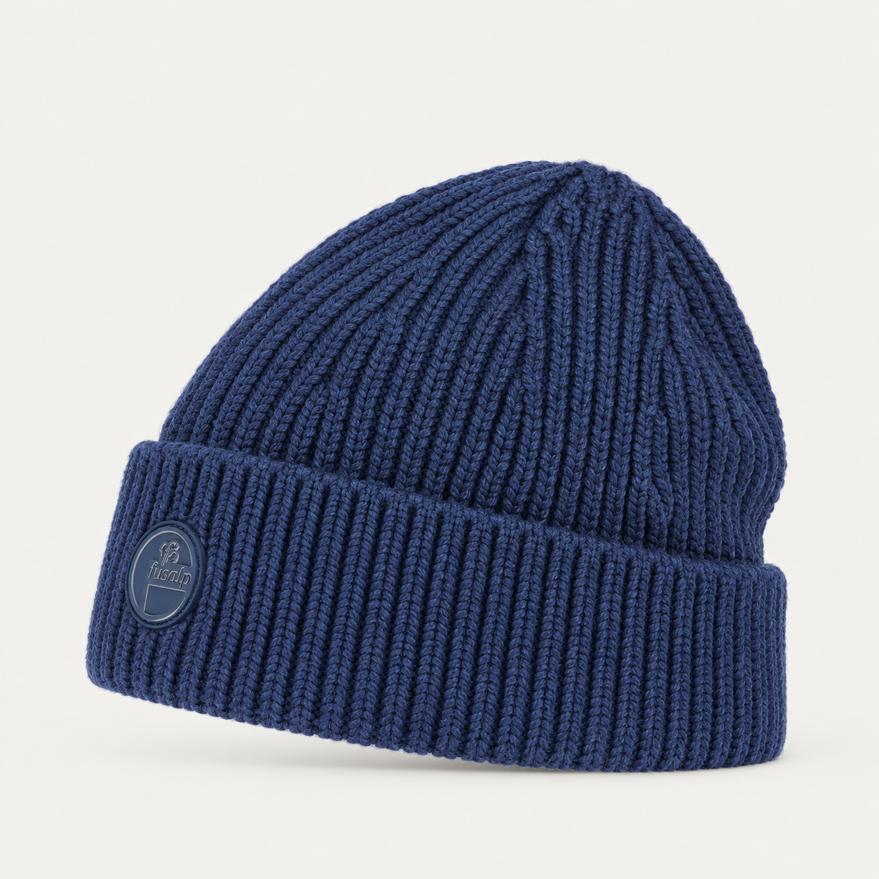 Fusalp unisex Knit II Beanie in Sea Blue, side product view.