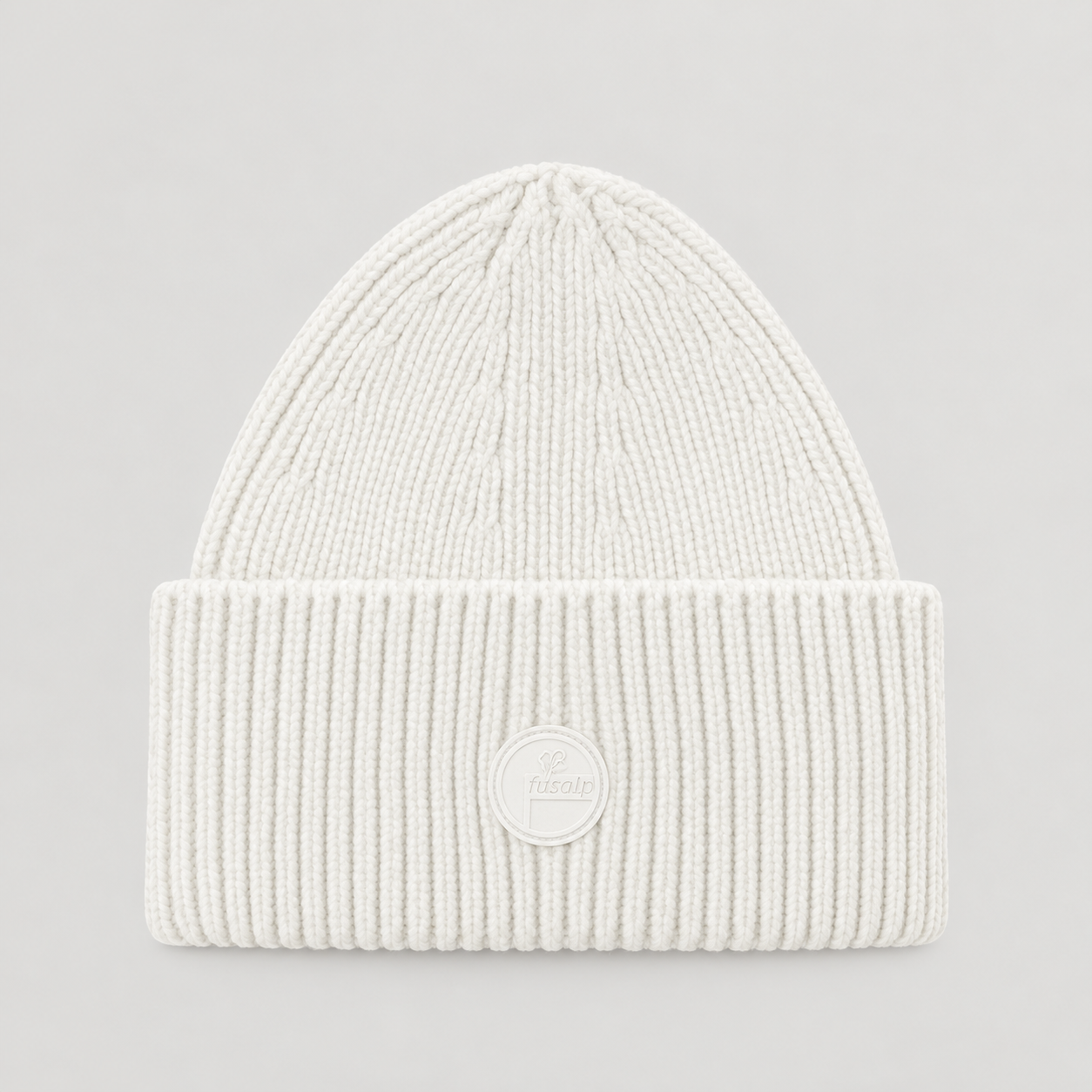 Fusalp unisex Knit II Beanie in White, front product view.