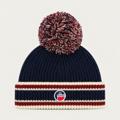 Fusalp unisex Pompon Beanie in Marin, front product view.