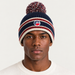 Fusalp unisex Pompon Beanie in Marin, front view on male model.