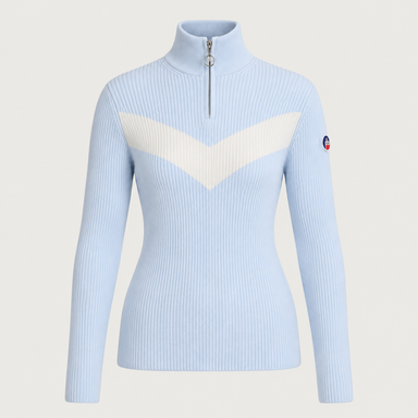 Fusalp women's Andromede Sweater in Cloud Blue, front product view.