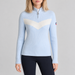 Fusalp women's Andromede Sweater in Cloud Blue, front view on model.