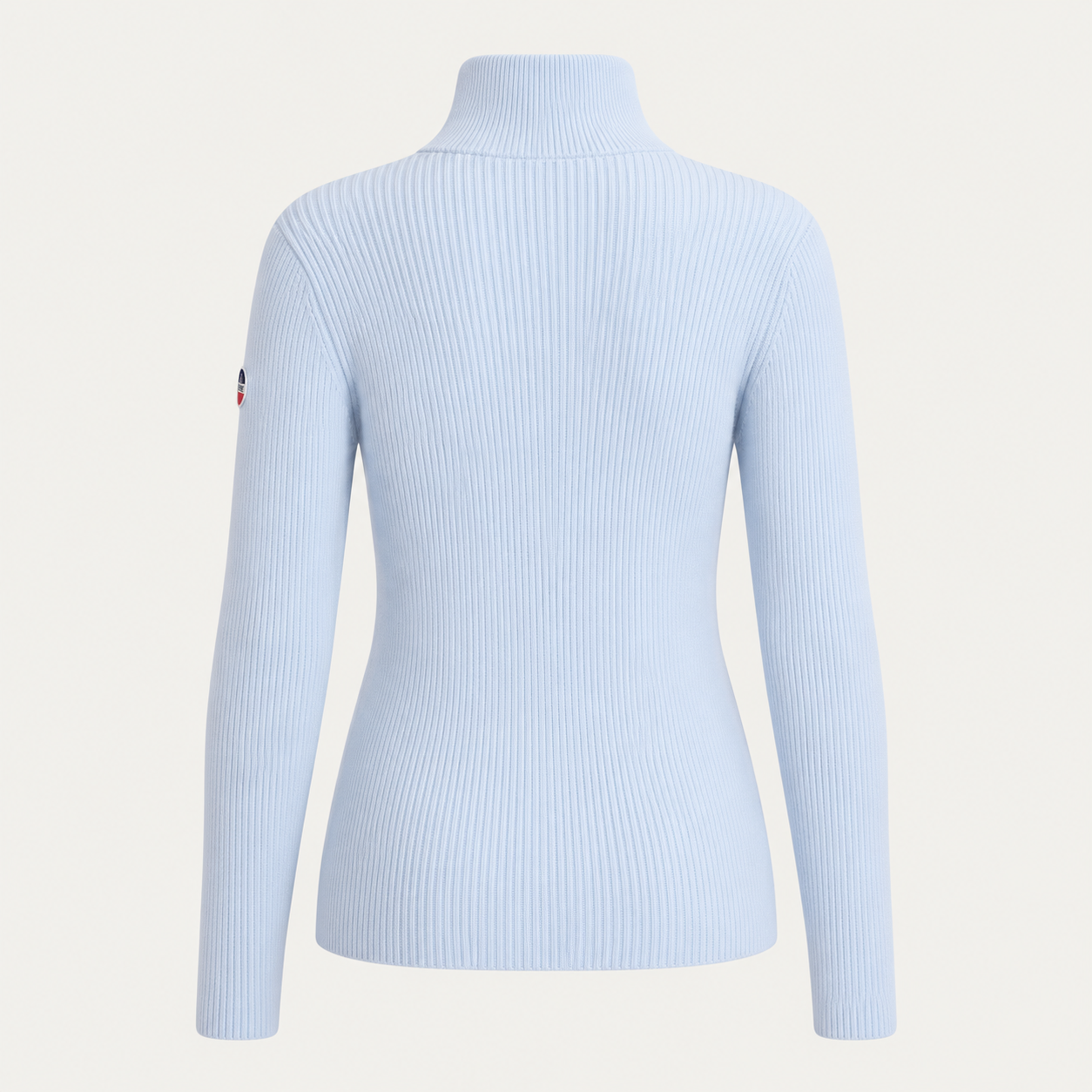 Fusalp women's Andromede Sweater in Cloud Blue, back product view.