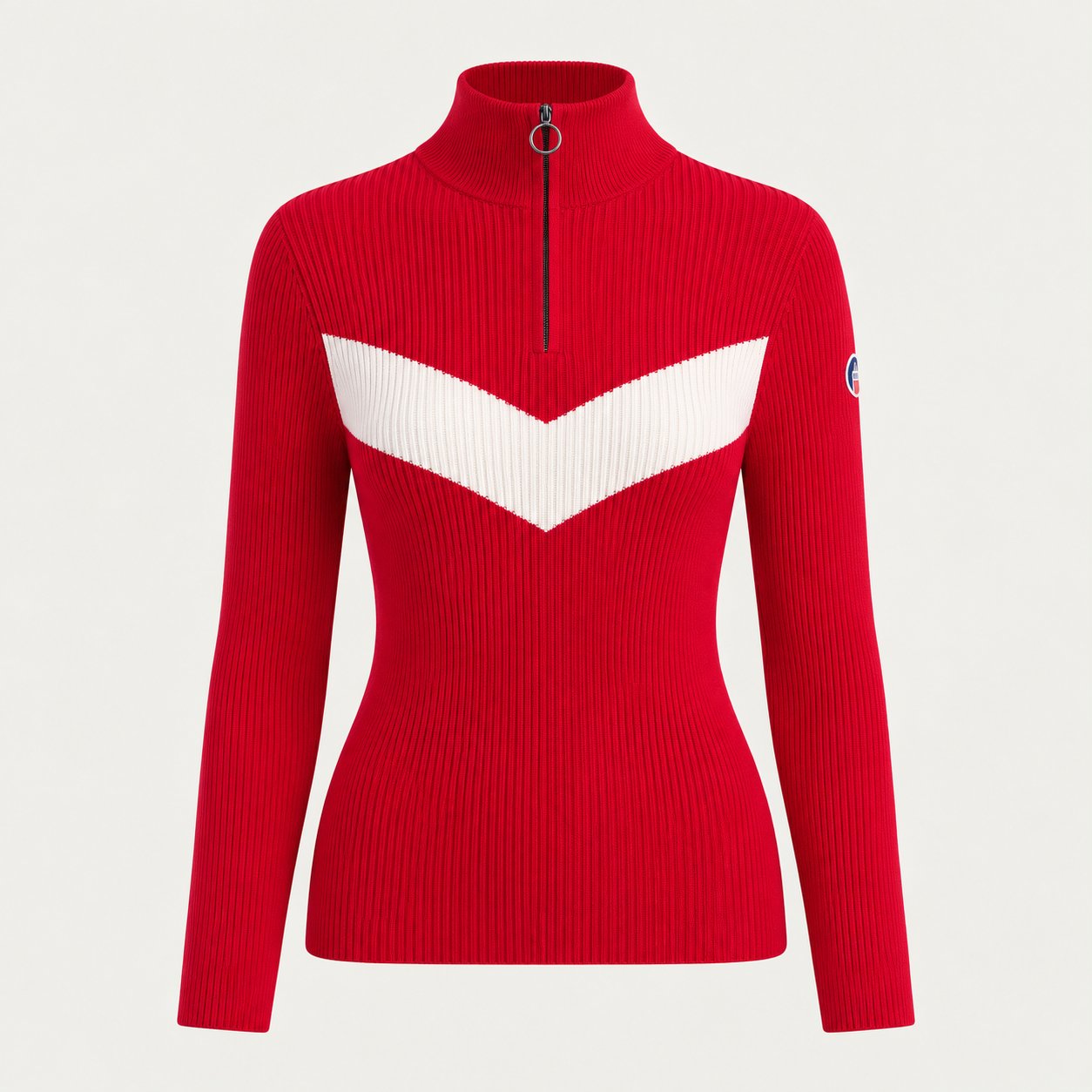 Fusalp women's Andromede Sweater in Racing Red, front product view.