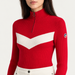Fusalp women's Andromede Sweater in Racing Red, close-up of fabric and design.
