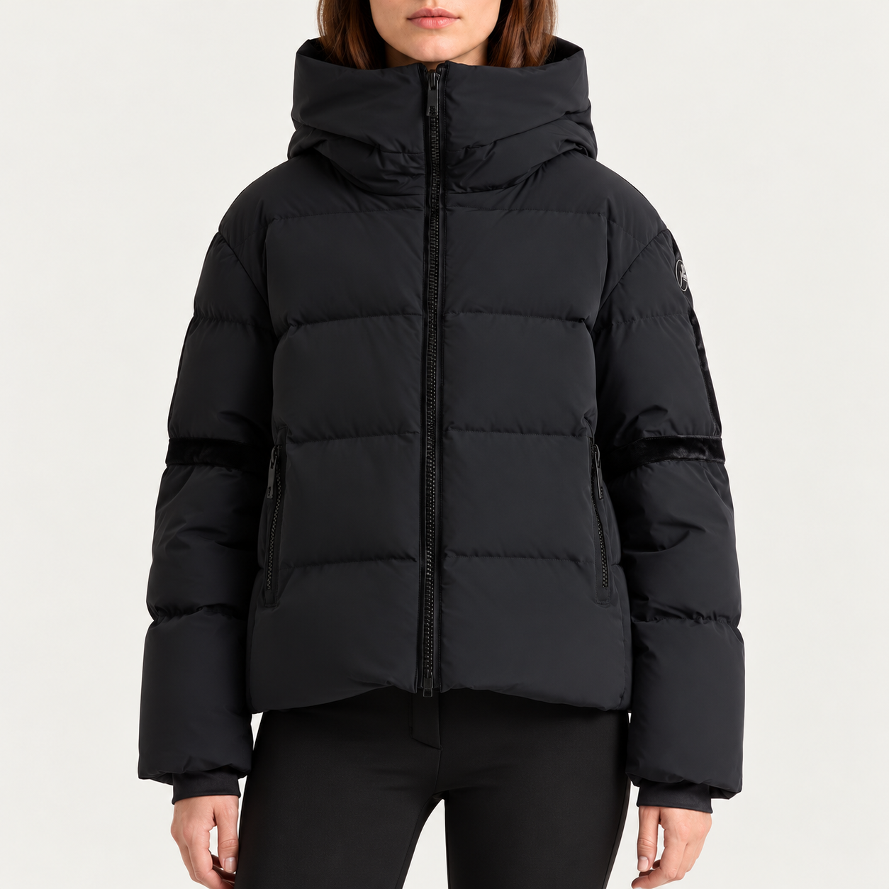 Fusalp women's Barsy II Ski Jacket in Black, front view on model.