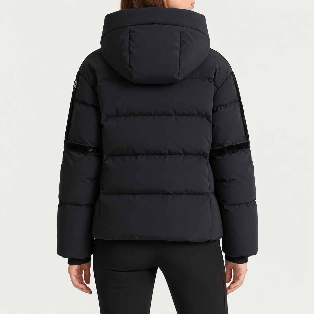 Fusalp women's Barsy II Ski Jacket in Black, back view on model.