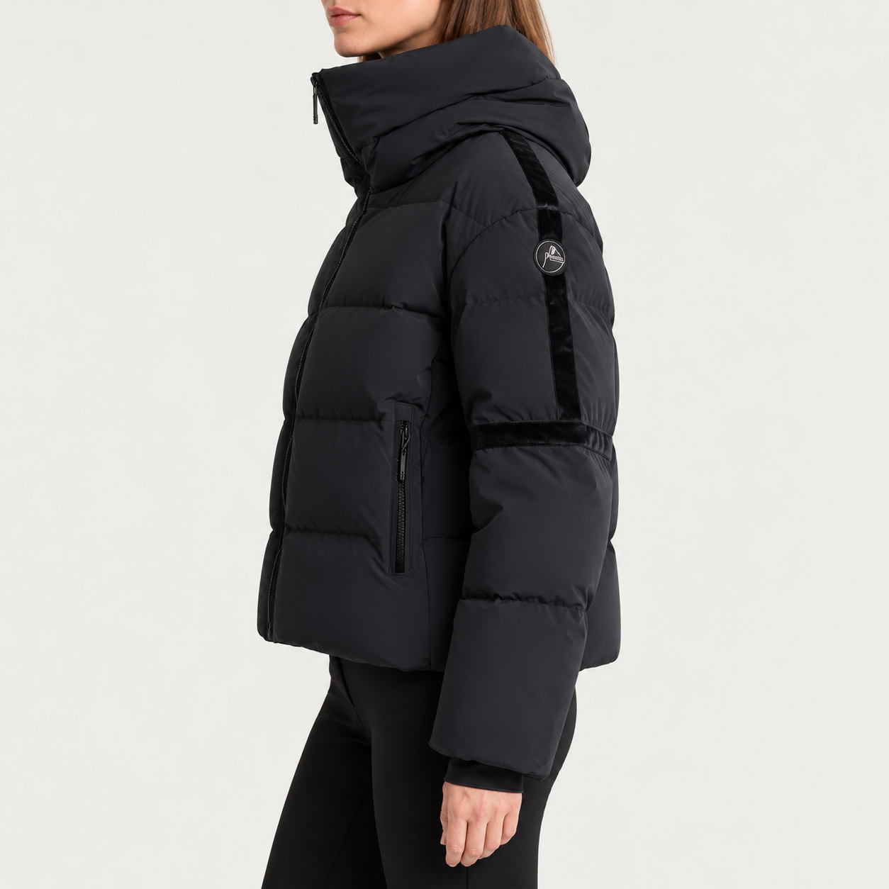 Fusalp women's Barsy II Ski Jacket in Black, side view on model.