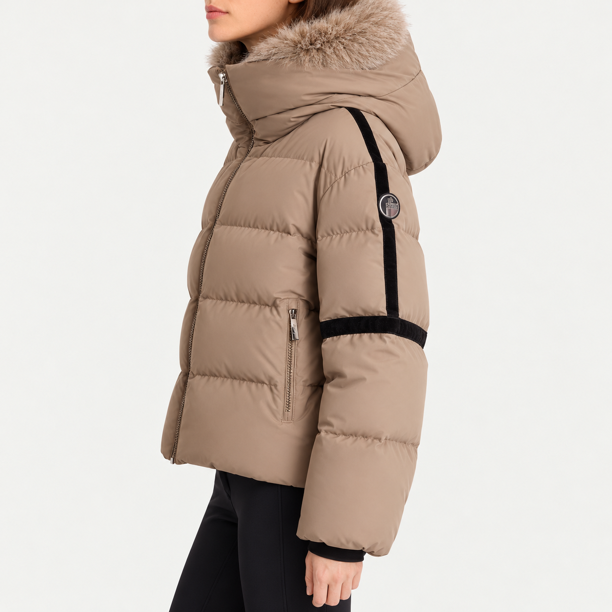 Fusalp women's Barsy II Ski Jacket in Falcon, side view on model.