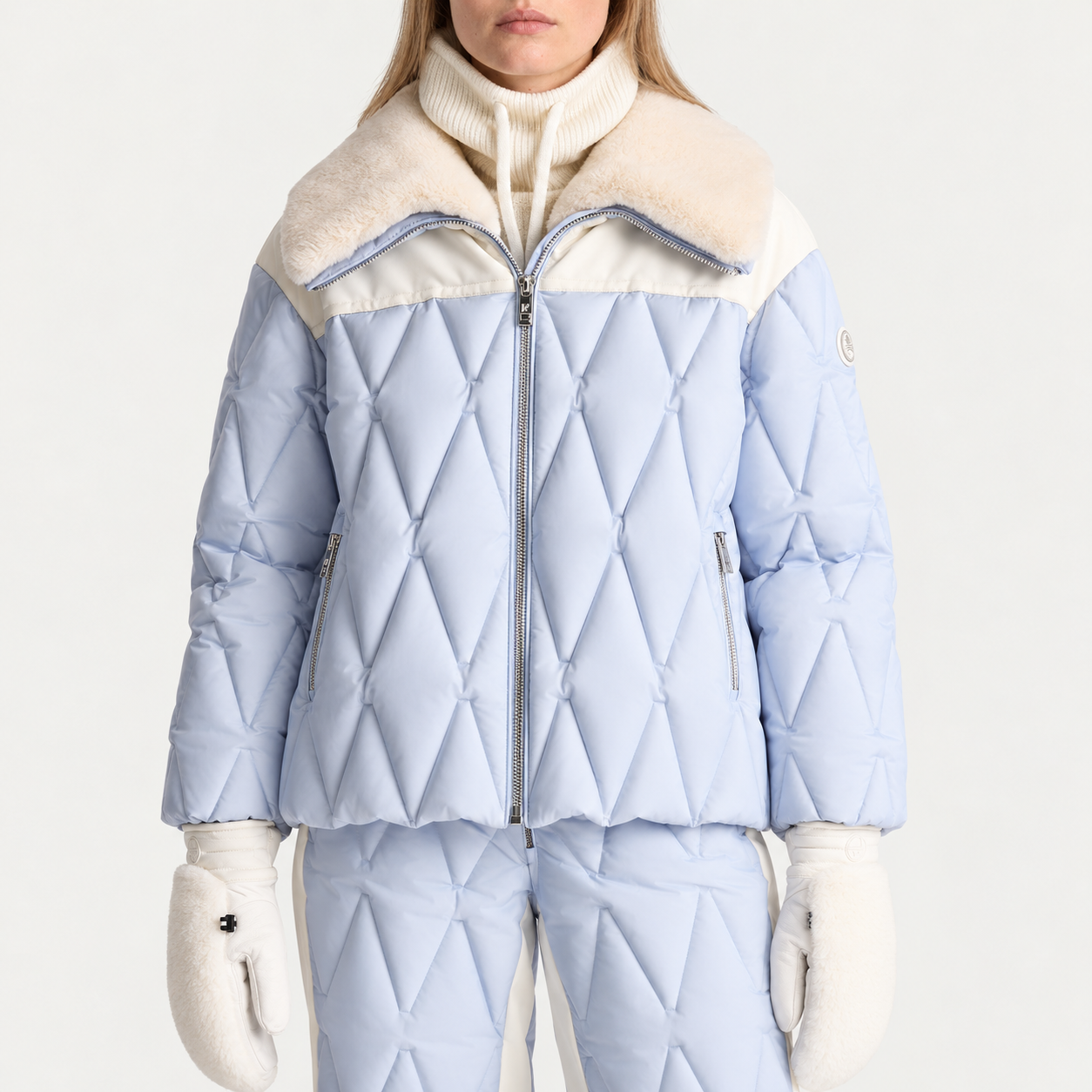 Fusalp women's Beqya Ski Jacket in Nuage, front view on model.