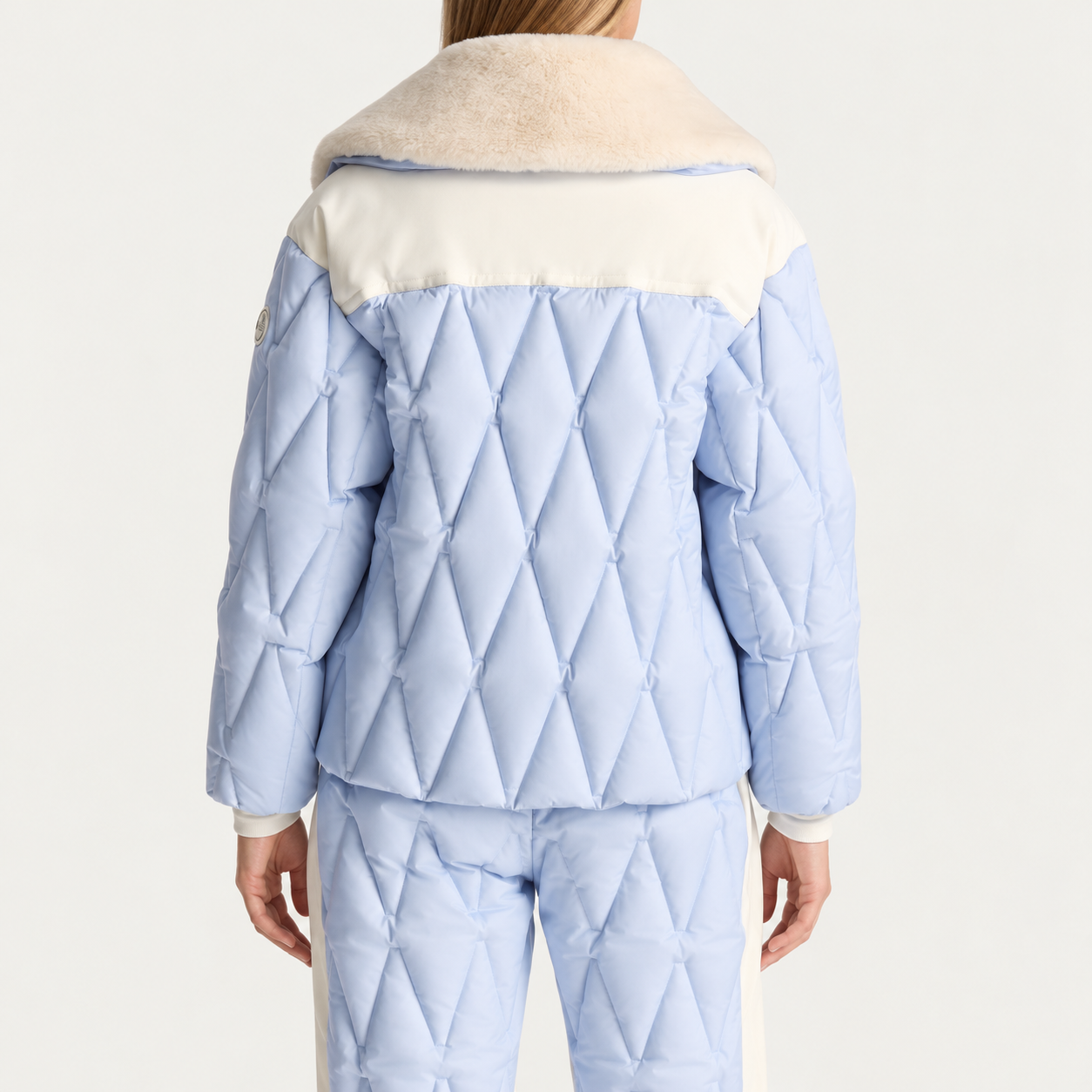 Fusalp women's Beqya Ski Jacket in Nuage, back view on model.