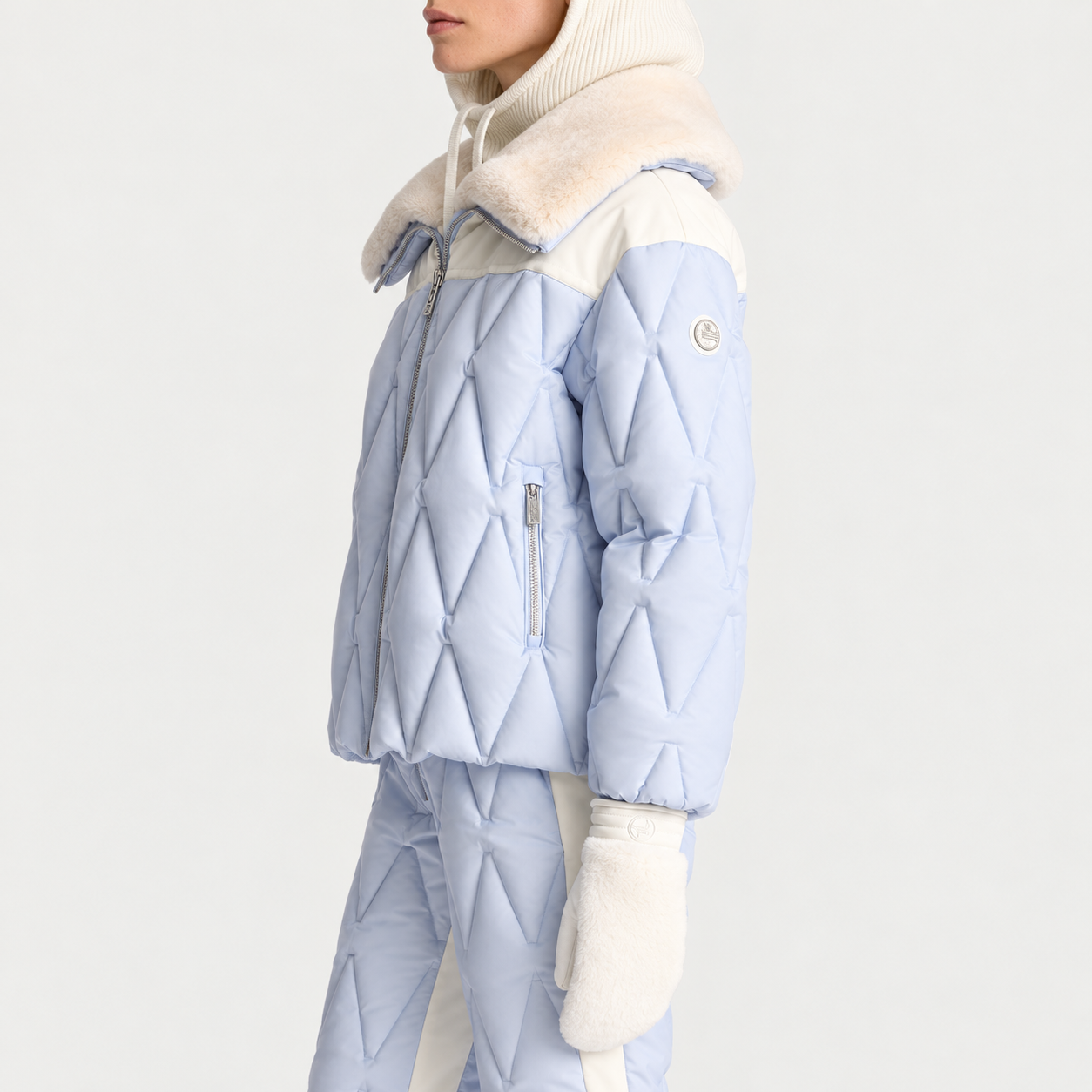 Fusalp women's Beqya Ski Jacket in Nuage, side view on model.
