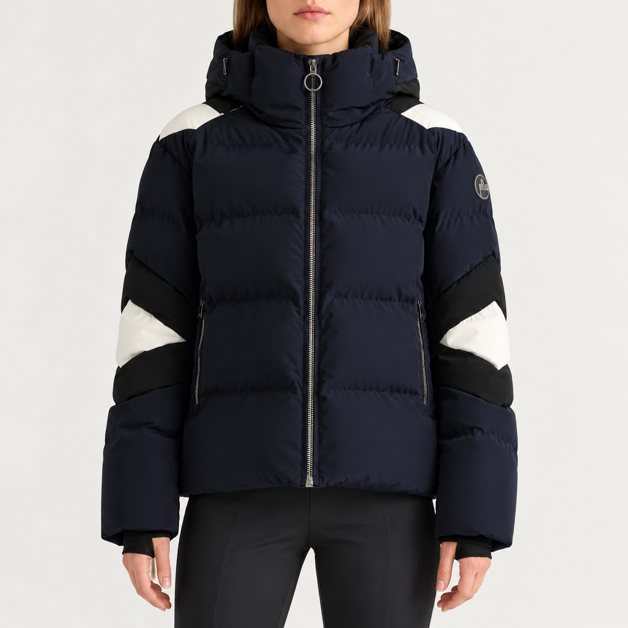 Fusalp women's Charloy Ski Jacket in Navy, front view on model.