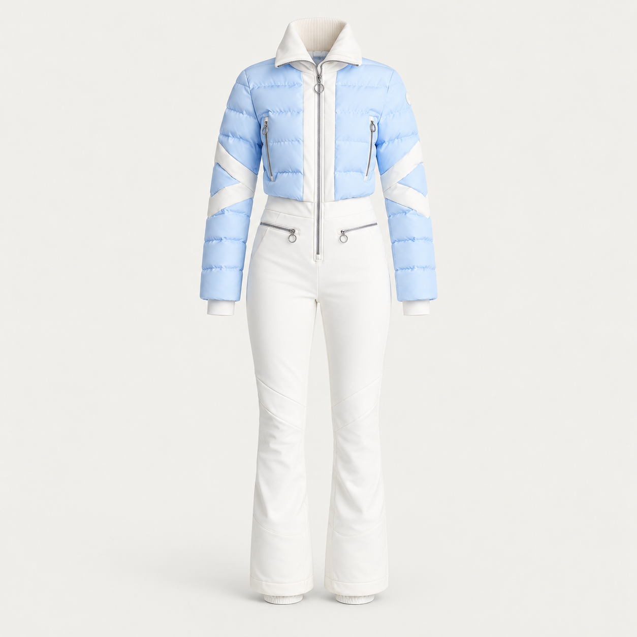 Fusalp women's Clarisse Ski Suit in Cloud Blue, front product view.