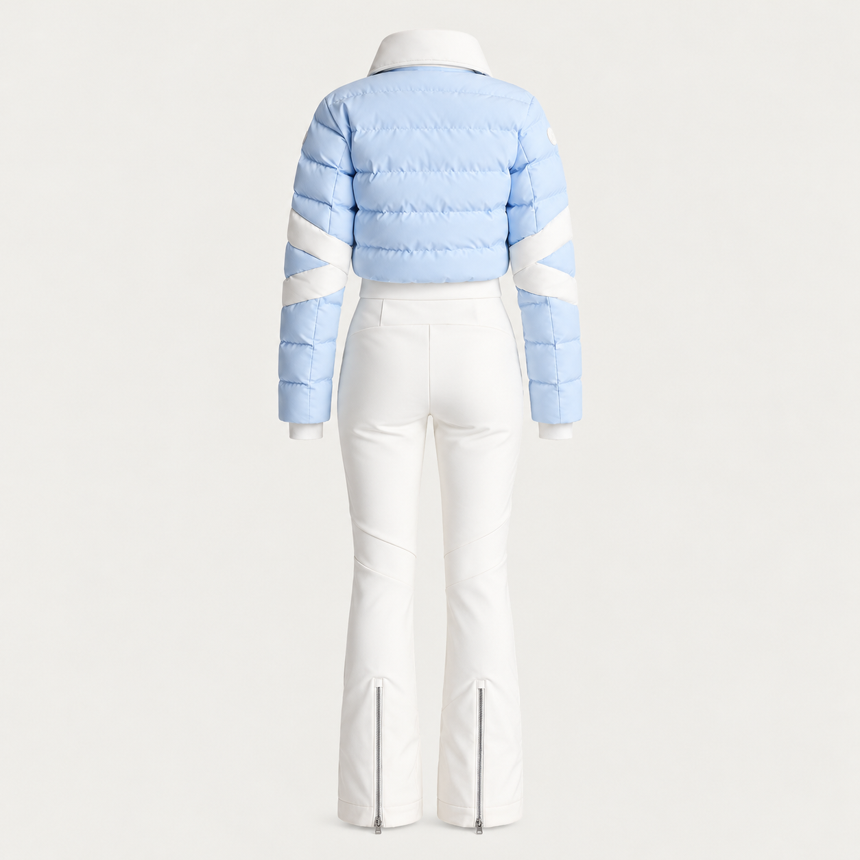 Fusalp women's Clarisse Ski Suit in Cloud Blue, back product view.