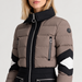 Fusalp women's Clarisse Ski Suit in Falcon/Black, close-up of fabric and design.