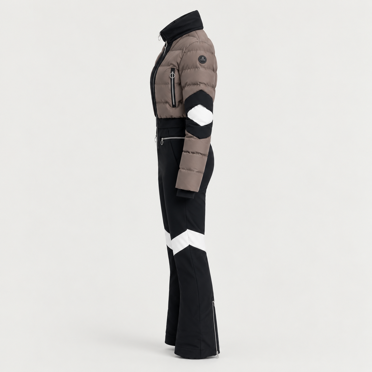 Fusalp women's Clarisse Ski Suit in Falcon/Black, side product view.