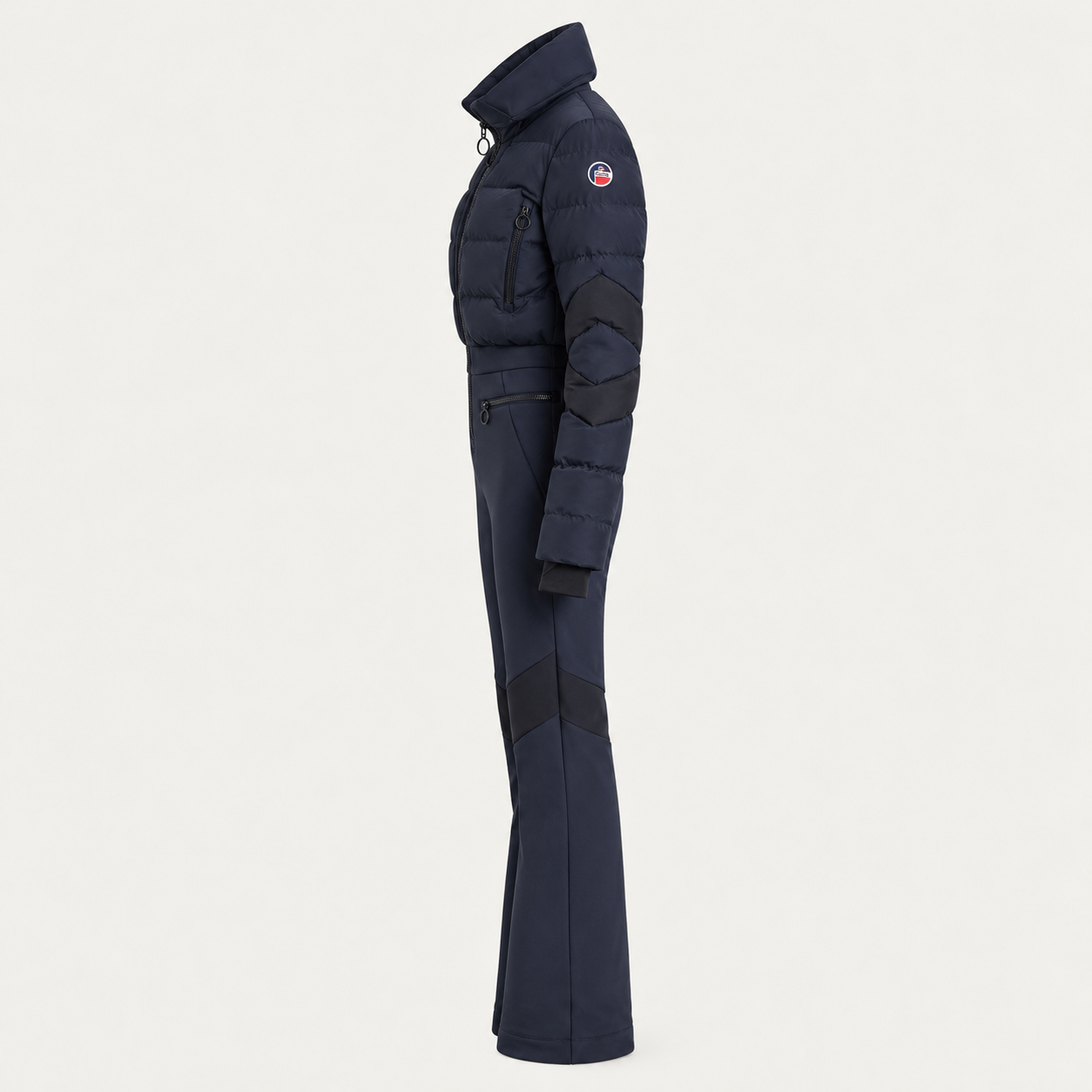 Fusalp women's Clarisse Ski Suit in Navy, side product view.