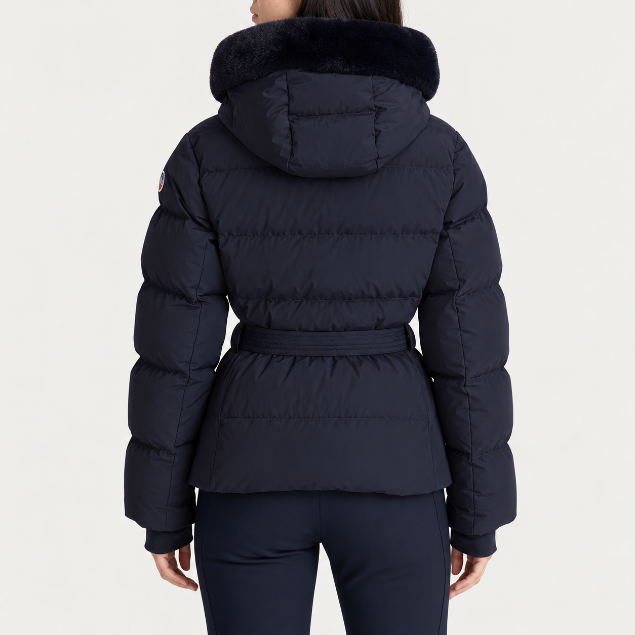 Fusalp women's Delwae Ski Jacket in Navy, back view on model.