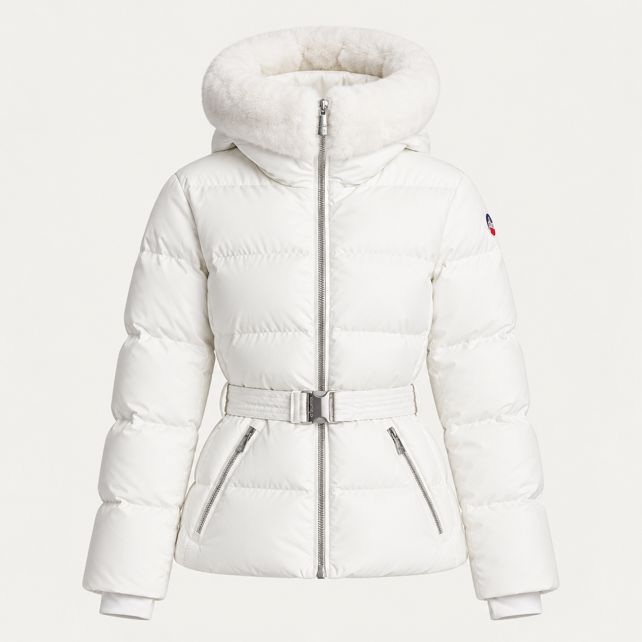 Fusalp women's Delwae Ski Jacket in White, front product view.
