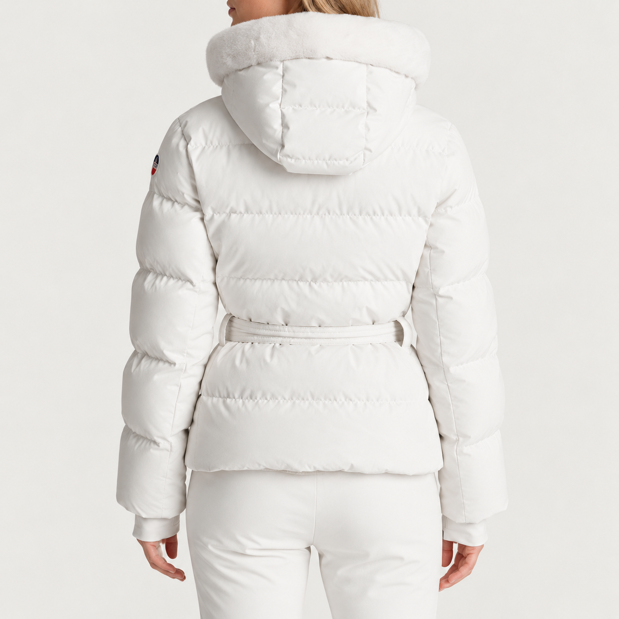 Fusalp women's Delwae Ski Jacket in White, back view on model.