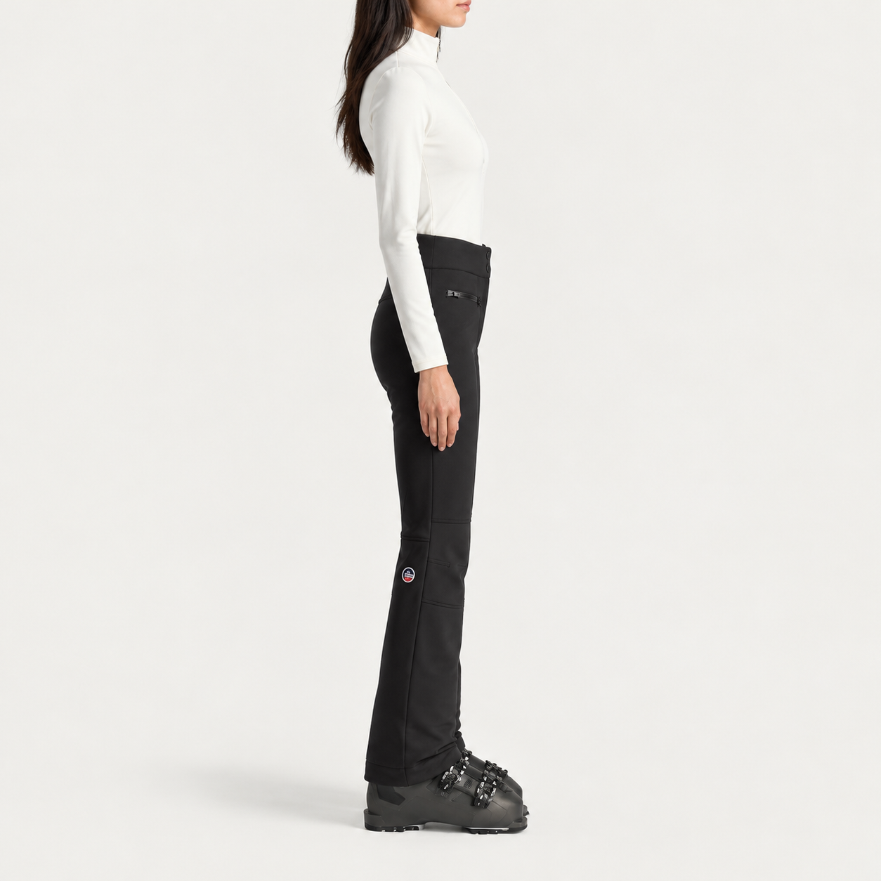 Fusalp women's Diana Ski Pants in Black, side view on model.