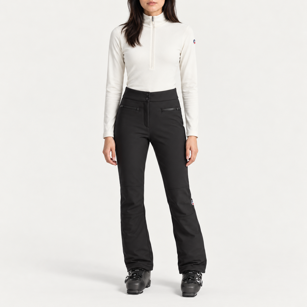 Fusalp women's Diana Ski Pants in Black, full outfit on model.