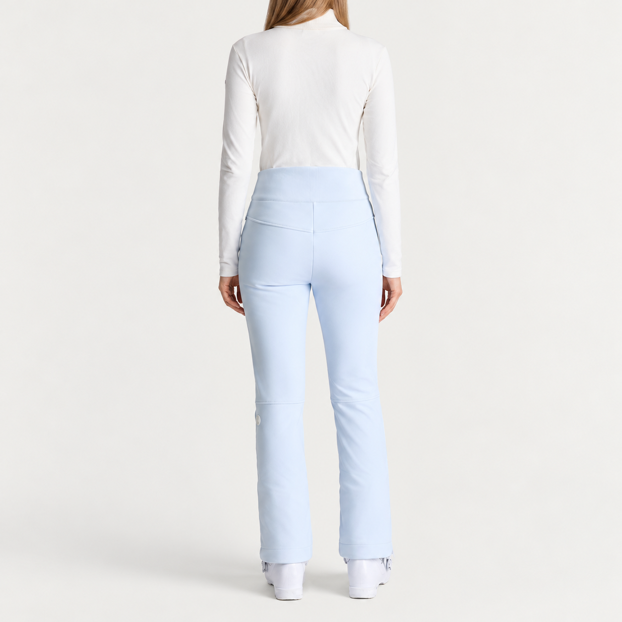 Fusalp women's Diana Ski Pants in Cloud Blue, back view on model.