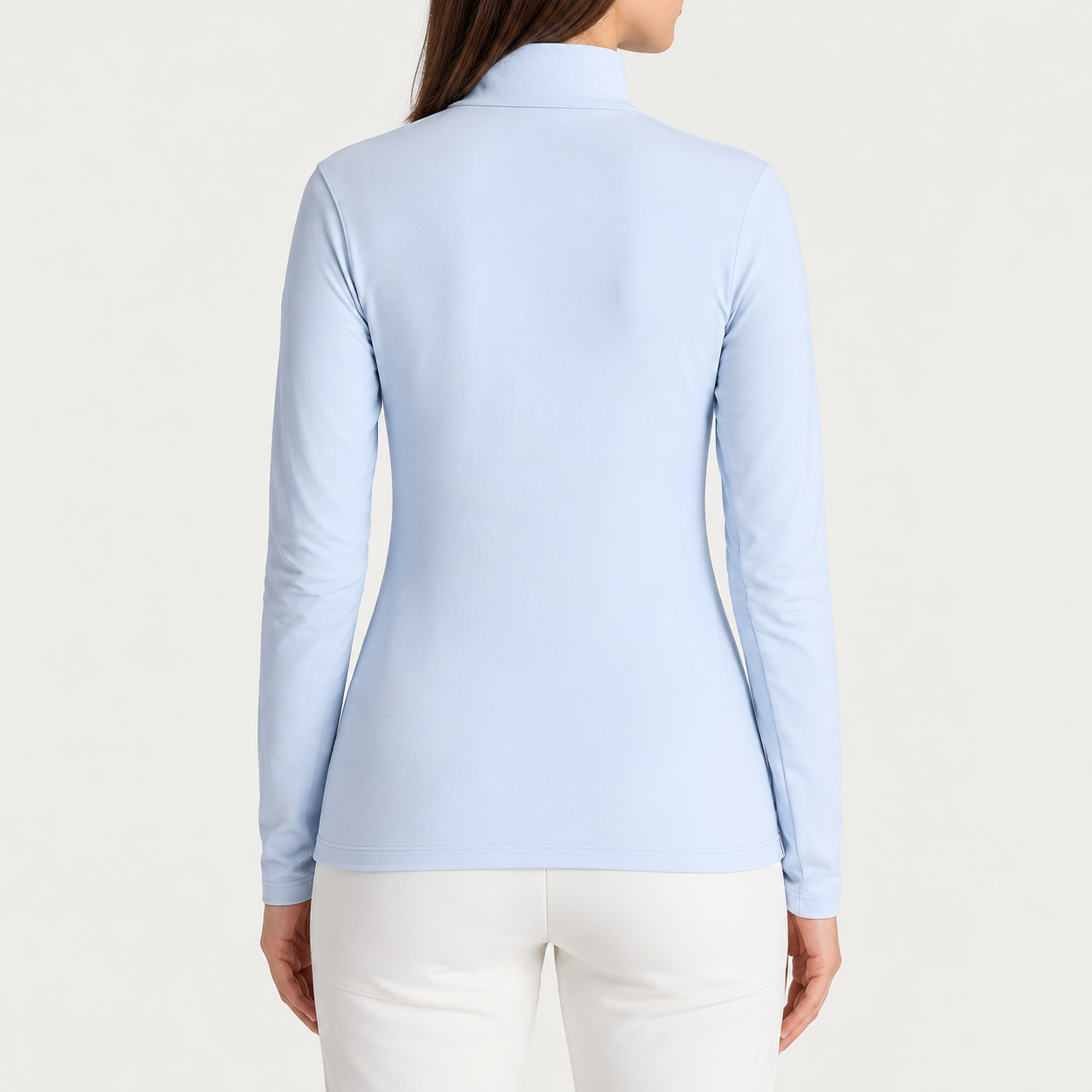 Fusalp women's Gemini V Midlayer in Nuage, back view on model.