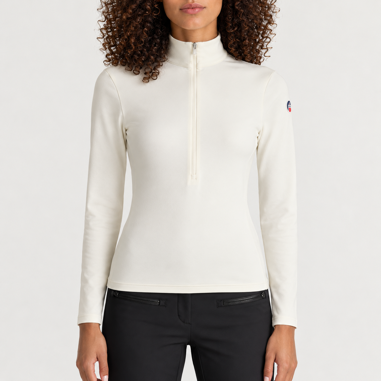 Fusalp women's Gemini V Midlayer in White, front view on model.
