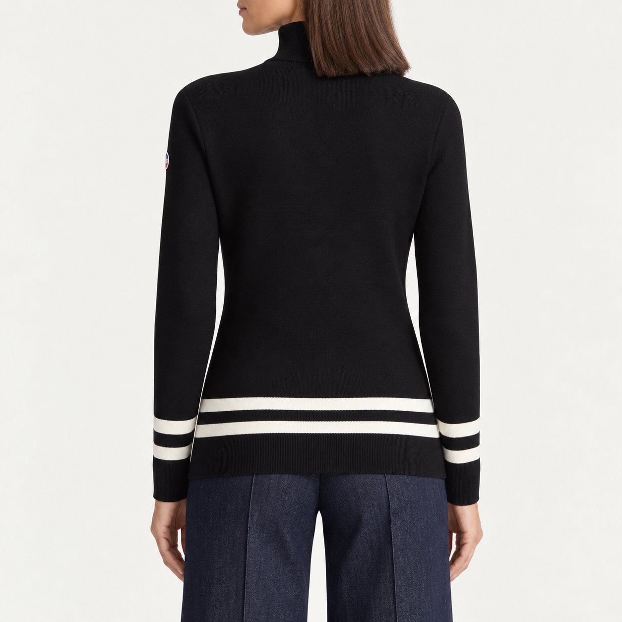 Fusalp women's Judith Sweater in Black, back view on model.