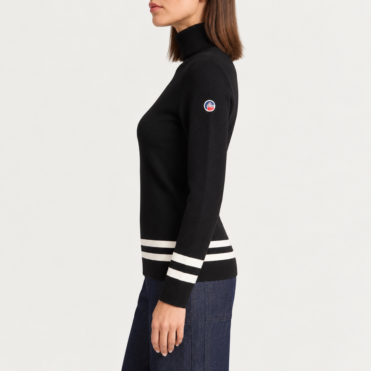 Fusalp women's Judith Sweater in Black, side view on model.