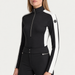 Fusalp women's Negam Midlayer in Black, close-up of fabric and design.
