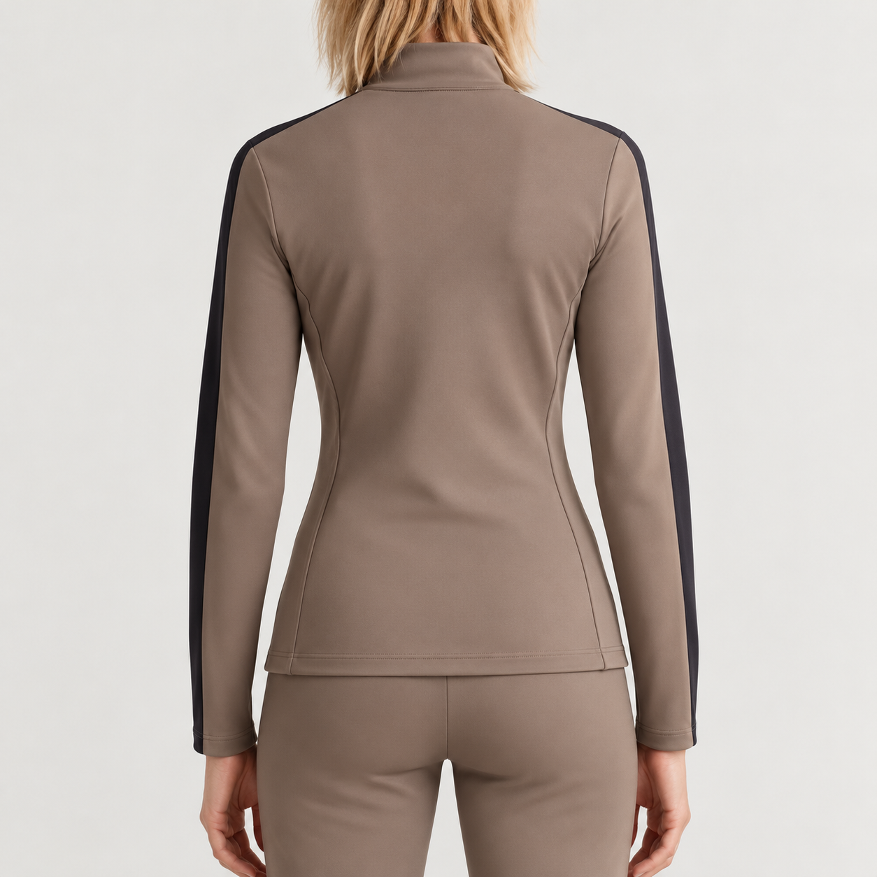 Fusalp women's Negam Midlayer in Falcon, back view on model.